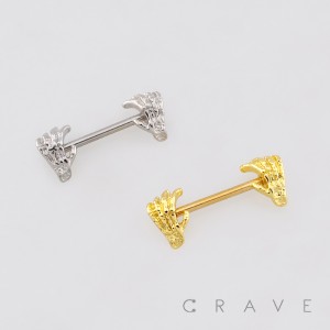 HALLOWEEN SKELETON HANDS GRASPING ENDS 316L SURGICAL STEEL NIPPLE RING